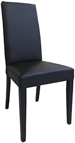 Dmora Klassischer Stuhl aus Holz und Kunstleder, für Esszimmer, Küche oder Wohnzimmer, Made in Italy, cm 46x55h99, Sitzhöhe cm 47, Farbe Schwarz von Dmora