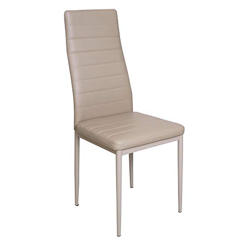 Dmora Klassischer Stuhl aus Kunstleder, für Esszimmer, Küche oder Wohnzimmer, cm 46x41h97, Sitzhöhe cm 46, Sandfarbe von Dmora