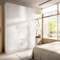 Dmora - Kleiderschrank Dacca, Garderobe für Schlafzimmer, Kleiderschrank mit 3 Flügeltüren und 2 Schubladen, 150x52h215 cm, Weiß von DMORA