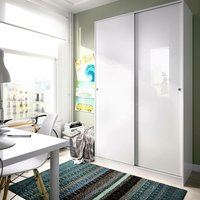 Dmora - Kleiderschrank Dcapuan, Garderobe für Schlafzimmer, Kleiderschrank mit 2 Schiebetüren, 120x50h204 cm, Weiß von DMORA