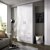 Dmora - Kleiderschrank Dmotta, Garderobe für Schlafzimmer, Kleiderschrank mit 2 Flügeltüren und 2 Schubladen, 100x52h215 cm, Weiß von DMORA