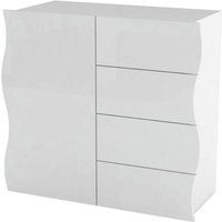 Dmora - Kommode Derli, Küchen-Sideboard mit 4 Türen und 1 Schublade, Wohnzimmer-Buffet, 100% Made in Italy, cm 90x40h81, glänzend weiß von DMORA