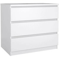 Kommode mit drei Schubladen, weiß glänzend, 77 x 70 x 50 cm - Dmora von DMORA