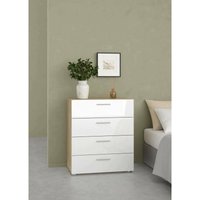 Dmora Kommode mit vier Schubladen, Eiche und glänzend weiß Farbe, 70 x 82 x 40,25 cm Dmora Kommode mit vier Schubladen, Eiche und glänzend weiß Farbe, 70 x 82 x 40,25 cm von DMORA