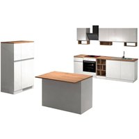 Dmora - Komplette Küche Baptiste, Modulares Küchenset, Modulare Küche mit mehreren Elementen, 100 % Made in Italy, Glänzendes Weiß und Eiche, mit von DMORA