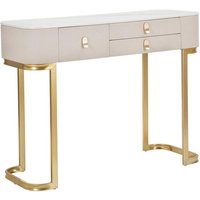 Dmora - Konsolentisch Ronda, Tisch, Eingangskonsole, Regal, Creme und Gold, 100x40 h80 cm von DMORA