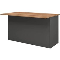 Dmora - Kücheninsel Patrizio, zusätzlicher Ablagetisch, 3-türiger Küchenschrank, 100 % Made in Italy, 155 x 90 x 90 cm, Anthrazit und Eiche, mit von DMORA