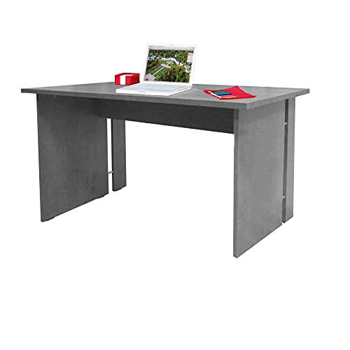Dmora Linearer Schreibtisch für Büro und Arbeitszimmer, Minimaler Computertisch, Schreibtisch für die Arbeit, 120x78xh75 cm, Farbe Zementgrau von Dmora