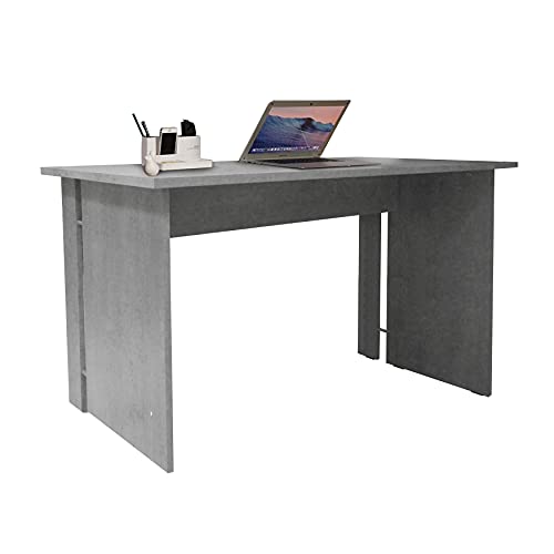 Dmora Linearer Schreibtisch für Büro und Arbeitszimmer, Minimaler Computertisch, Schreibtisch für die Arbeit, 150x78xh75 cm, Farbe Zementgrau von Dmora