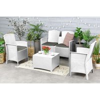 Lounge-Set für den Außenbereich Urano, Gartenset mit Kissen, Lounge-Set für den Innenbereich in Rattan-Optik, 100 % Made in Italy, Weiß - Dmora von DMORA