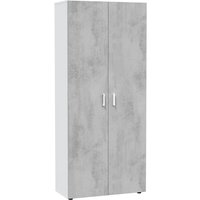 Dmora - Mehrzweck-Kabinett Irvine, Beistellschrank mit 2 Türen, Kleiderschrank mit 2 Türen und 3 Einlegeböden, cm 80x37h182, Zement und Weiß von DMORA