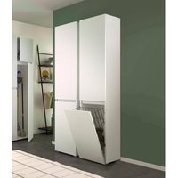 Dmora - Mehrzweck-Kleiderschrank mit 2 Türen Agapanto, Wäscheschrank mit 2 Türen, Badezimmersäule mit Wäschekorb, 100 % Made in Italy, 45 x 37 x 195 von DMORA
