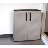 Mehrzweck oder interne Mehrzweckkabinett, niedriger Kleiderschrank mit 2 Türen und 3 Polypropylen Regalen, 100% Made in Italy, 68x37h84 cm, graue von DMORA