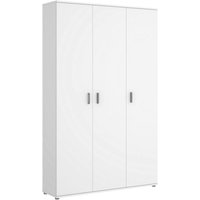 Dmora - Mehrzweckgarderobe Dmeli, Multifunktionaler Besenhalter, Kleiderschrank mit 3 Türen, 116x35h190 cm, Weiß von DMORA
