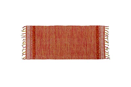 Dmora Moderner Boston-Teppich, Kelim-Stil, 100% Baumwolle, orange, 180x60cm von Dmora