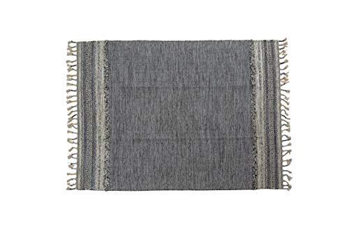 Dmora Moderner Boston-Teppich, Kelim-Stil, 100% Baumwolle, schwarz, 110x60cm von Dmora