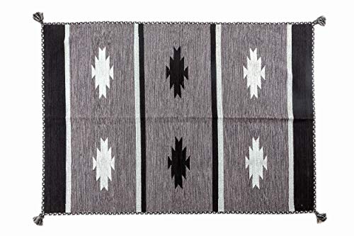 Dmora Moderner Chicago Teppich, Kelim-Stil, 100% Baumwolle, grau, 200x140cm von DMORA