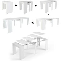 Moderner Esstisch, Ausziehbare Konsole bis zu 10 Sitzplätze, Maße 90 x 51 x 77 cm (bis zu 237 mit Verlängerungen), Weiße Farbe - Dmora von DMORA