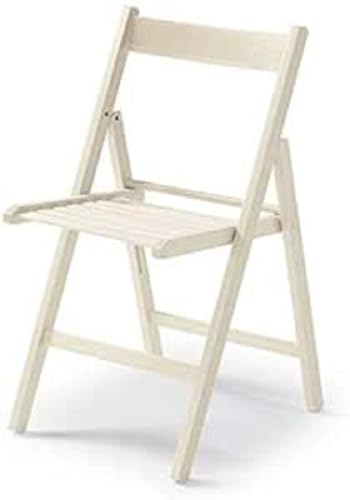 Dmora Moderner Klappstuhl aus Holz, für Balkon oder Garten, cm 42x48h79, Sitzhöhe cm 47, Farbe weiß von Dmora