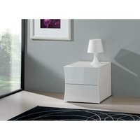 Nachttisch Dluki, Nachttisch mit 2 Schubladen, Schlafzimmermöbel, 100% Made in Italy, cm 50x40h41, glänzend weiß - Dmora von DMORA