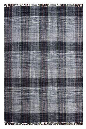 Dmora Moderner Sacramento-Teppich, Kelim-Stil, 100% Baumwolle, grau, 110x60cm von Dmora