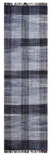 Dmora Moderner Sacramento-Teppich, Kelim-Stil, 100% Baumwolle, grau, 180x60cm von Dmora