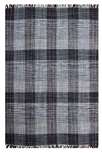 Dmora Moderner Sacramento-Teppich, Kelim-Stil, 100% Baumwolle, grau, 230x160cm von Dmora