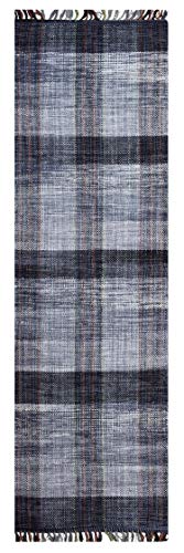 Dmora Moderner Sacramento-Teppich, Kelim-Stil, 100% Baumwolle, grau, 240x60cm von Dmora