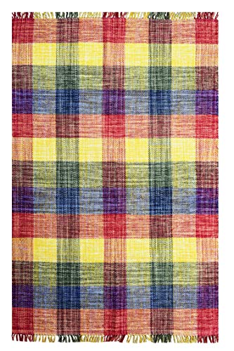 Dmora Moderner Sacramento-Teppich, Kelim-Stil, 100% Baumwolle, mehrfarbig, 200x140cm von Dmora