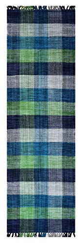 Dmora Moderner Sacramento-Teppich im Kelim-Stil, 100% Baumwolle, grün, 240x60cm von Dmora
