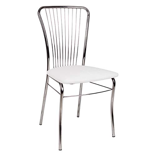 Dmora Moderner Stuhl aus Kunstleder, für Esszimmer, Küche oder Wohnzimmer, cm 54x45h93, weiße Farbe von Dmora