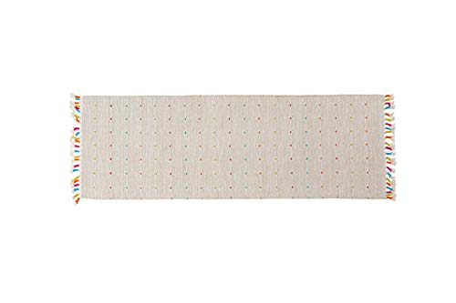 Dmora Moderner Texas Teppich, Kelim-Stil, 100% Baumwolle, Elfenbein, 240x60cm von Dmora