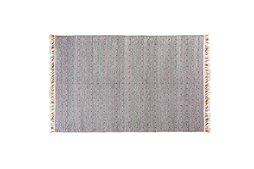 Dmora Moderner Texas Teppich, Kelim-Stil, 100% Baumwolle, grau, 110x60cm von Dmora