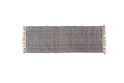 Dmora Moderner Texas Teppich, Kelim-Stil, 100% Baumwolle, schwarz, 240x60cm von Dmora