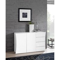Dmora - Modernes Sideboard, Design-Sideboard mit 2 Türen und 4 Schubladen, Made in Italy, TV-Ständer, Wohnzimmerbuffet, 124x40h82 cm, glänzend weiße Dmora - Modernes Sideboard, Design-Sideboard mit 2 Türen und 4 Schubladen, Made in Italy, TV-Ständer, Wohnzimmerbuffet, 124x40h82 cm, glänzend weiße von DMORA