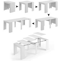 Dmora - Konsolentisch Dboc, Ausziehbarer Esstisch, Tisch mit Mehrzweckverlängerungen, die auf bis zu 10 Sitzplätze erWeißert werden können, von DMORA