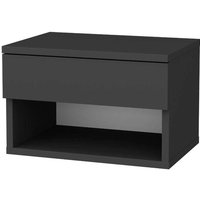 Dmora - Nachttisch Dperisa, Niedrige Kommode, Tisch, Multifunktionaler Nachttisch, 45x29h32 cm, Anthrazit von DMORA