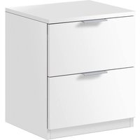 Dmora Nachttisch Syracuse, Moderner Nachttisch mit 2 Schubladen, Nachttisch, Niedrige Kommode für Schlafzimmer, cm 38x34h45, Weiß von DMORA