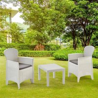 Outdoor-Lounge-Set Foggia, Gartengarnitur mit 2 Sesseln und 1 Couchtisch, Sitzecke in Rattan-Optik mit Kissen, 100 % Made in Italy, Weiß - Dmora von DMORA