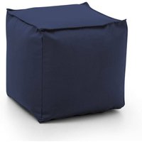 Dmora - Puff Dabbey, Multifunktionshocker, 100% Made in Italy, Relaxsessel aus gepolstertem Stoff, Cm 45x45h45, Blau von DMORA