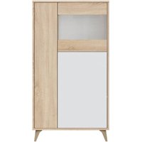 Schaukasten Daceved, Moderne Vitrine mit 3 Türen, Sideboard für Wohnzimmer oder Wohnzimmer, Hohes Sideboard mit Regalen, 77x33h142 cm, Eiche und Weiß von DMORA