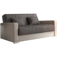 Schlafsofa Dmede, 3-Sitzer-Container-Schlafsofa aus Kunstleder und Stoff, Wohnzimmersofa mit Klick-Klack-Öffnung und 2 Kissen inklusive, 230x96h101 von DMORA