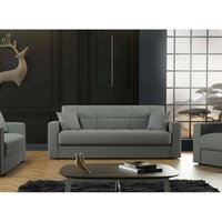 Schlafsofa Dlunett, Lineares 3-Sitzer-Containersofa, Wohnzimmersofa aus gepolstertem Stoff mit Klick-Klack-Öffnung, 212x80h87 cm, Grau - Dmora von DMORA