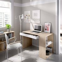 Dmora - Schreibtisch Dfalc, Mehrzweckschreibtisch für Büro oder Schlafzimmer, linearer Arbeitstisch mit Regalen, 115 x 50 x 74 cm, Eiche und Weiß Dmora - Schreibtisch Dfalc, Mehrzweckschreibtisch für Büro oder Schlafzimmer, linearer Arbeitstisch mit Regalen, 115 x 50 x 74 cm, Eiche und Weiß von DMORA