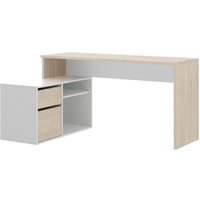 Schreibtisch Gardena, Mehrzweckschreibtisch für Büro oder Schlafzimmer, Mehrzweck-Ecktisch, 139 x 92 x 75 cm, Weiß und Eiche - Dmora von DMORA