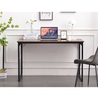 Dmora - Schreibtisch Dlosch, linearer Schreibtisch, Mehrzweck-Büroschreibtisch, fester platzsparender Schreibtisch, 58x128h75 cm, Walnuss und Schwarz von DMORA