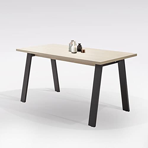 Dmora Schreibtisch-Tisch mit Metallbeinen, Made in Italy, 139 x 80 x h74 cm, Farbe Eiche und Anthrazit von Dmora