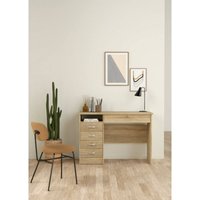 Dmora - Schreibtisch mit fünf Schubladen, Eichenfarbe, 109 x 76 x 49 cm von DMORA