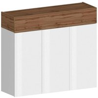 Dmora - Schuhregal Nick, platzsparendes schuhregal mit 4 türen, multifunktionale eingangsgarderobe, 114 x 38 x 100 cm, weiß und eiche von DMORA