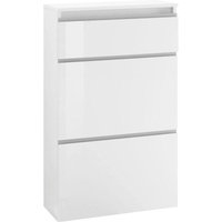 Dmora - Schuhschrank Dlogarz, Mehrzweckschrank mit 2 Türen und 1 Klapptür, Eingangsschuhregal, 100 % Made in Italy, cm 60x27h108, glänzend weiß von DMORA